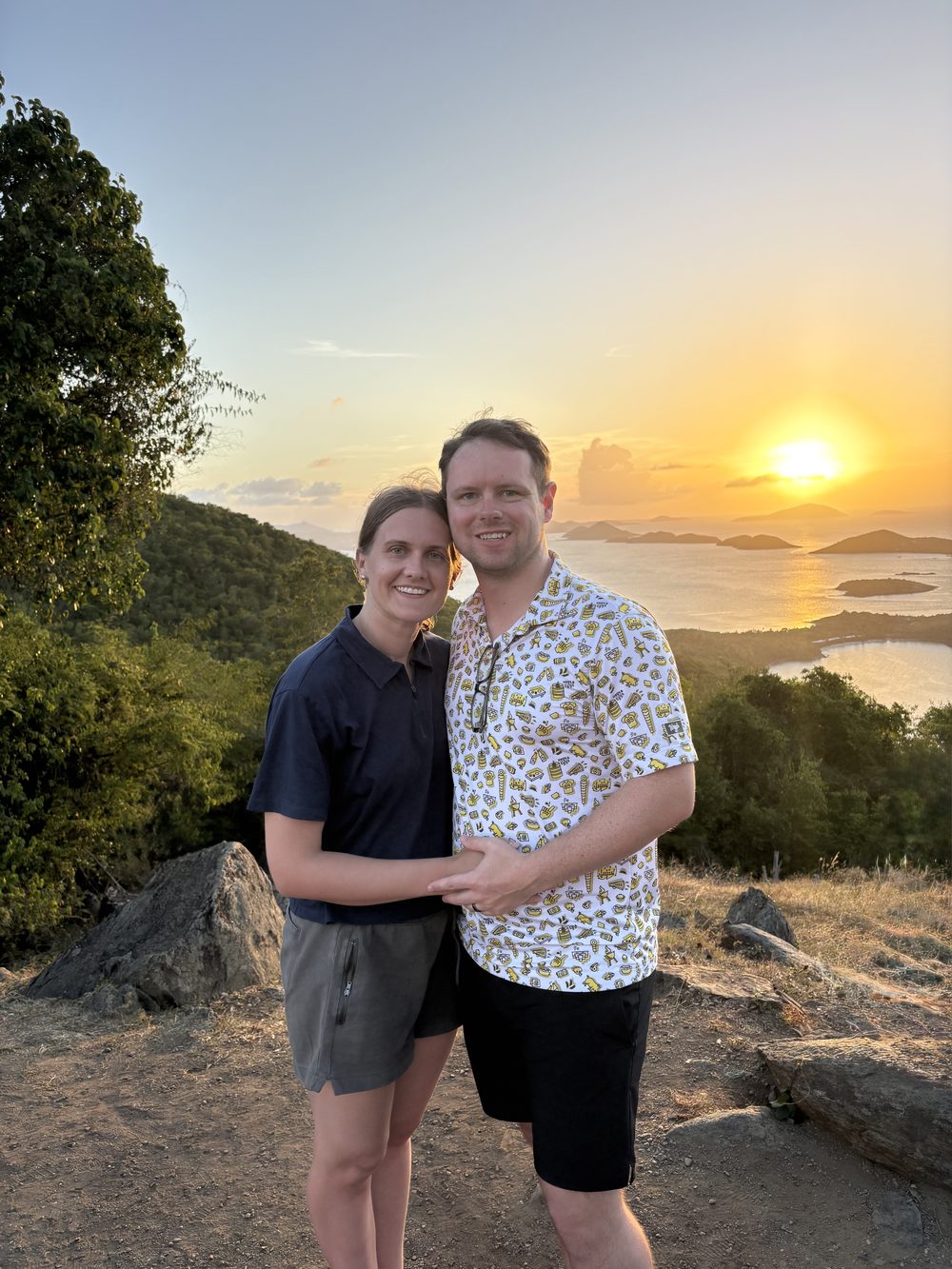 Carter and Laini at sunset on St. John